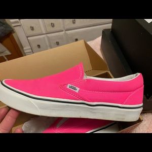 Neon pink slip on VANS. Size 8.5 in mens / 10 in womens. Worn a couple of times.